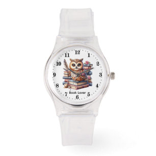 Cute owl book lover customisable watch