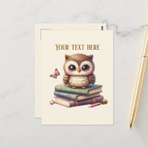 Cute owl book lovers postcard