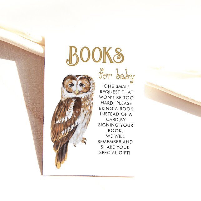 Cute Owl Book Request Baby Shower Enclosure Card (Creator Uploaded)