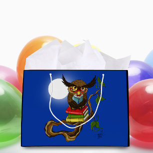 Cute Owl Books Large Gift Bag
