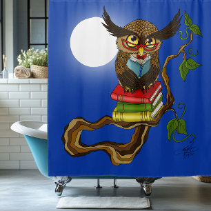 Cute Owl Books Shower Curtain
