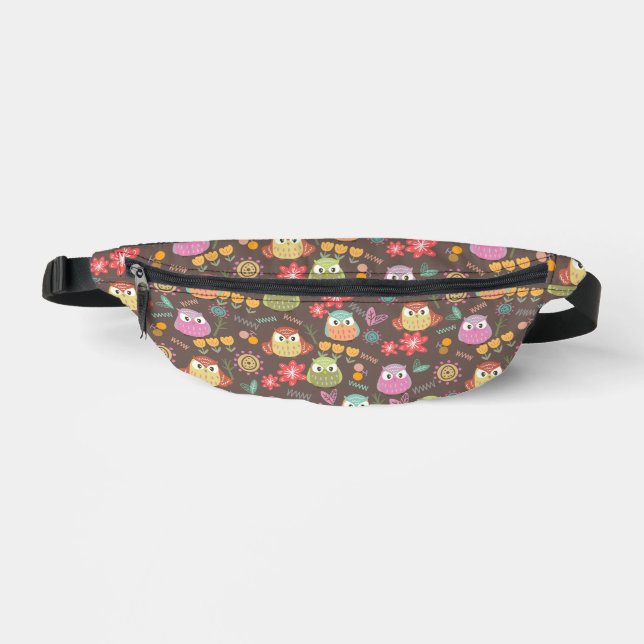 Cute Owl Brown Bum Bags (Front)