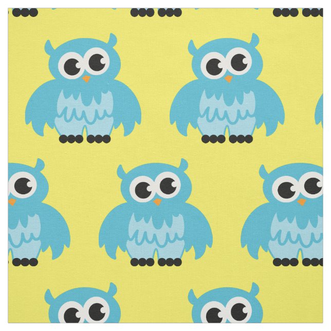 Cute owl cartoon baby nursery DIY textile fabric (Swatch)