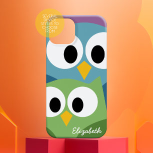 Cute Owl Cartoon eyes with Name - colourful