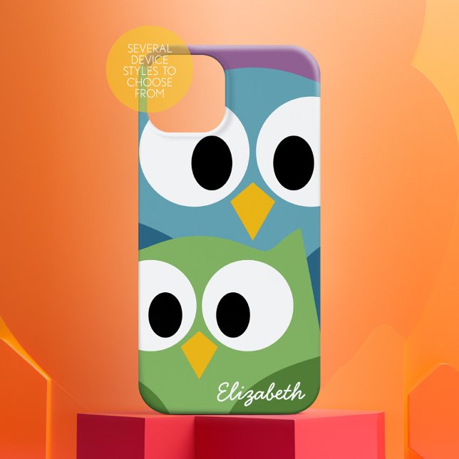 Cute Owl Cartoon eyes with Name - colourful Case-Mate iPhone Case (Personalized Phone Case)