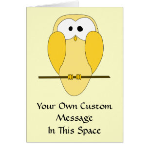 Cute Owl Cartoon. Yellow.