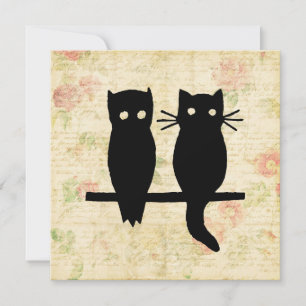 Cute Owl & Cat Card