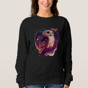 Cute Owl Celestial Elements Illustration Sweatshirt