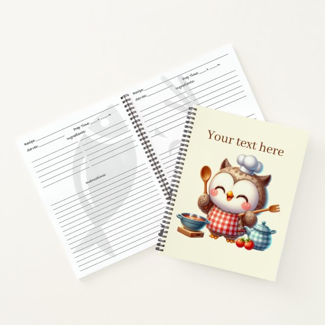 Cute owl chef lovers recipe Notebook (Inside)