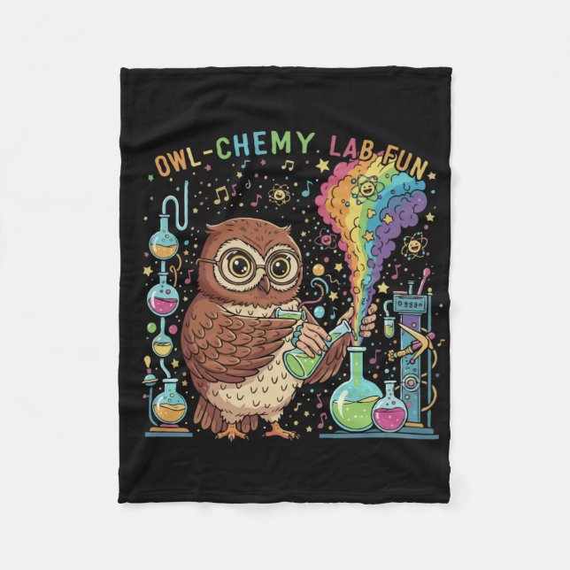  Cute Owl-chemy Lab Fun | Nerdy Scientist Chemist Fleece Blanket (Front)