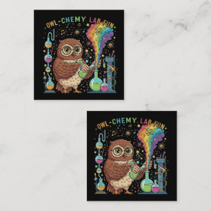 Cute Owl-chemy Lab Fun Nerdy Scientist Chemist Square Business Card