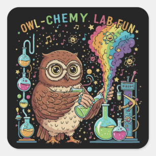 Cute Owl-chemy Lab Fun Nerdy Scientist Chemist Square Sticker