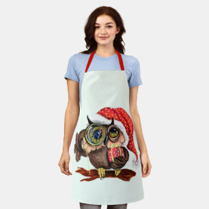 Cute Owl Christmas Apron