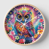 Cute Owl Colourful Bright Floral Moon Kids Girly