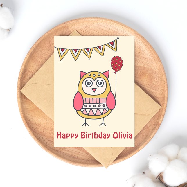 Cute Owl - Colourful Kids' Birthday Postcard (Creator Uploaded)