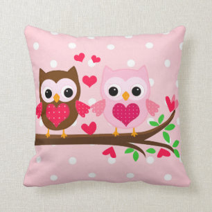 Cute Owl Couple I Love You Personalised Cushion