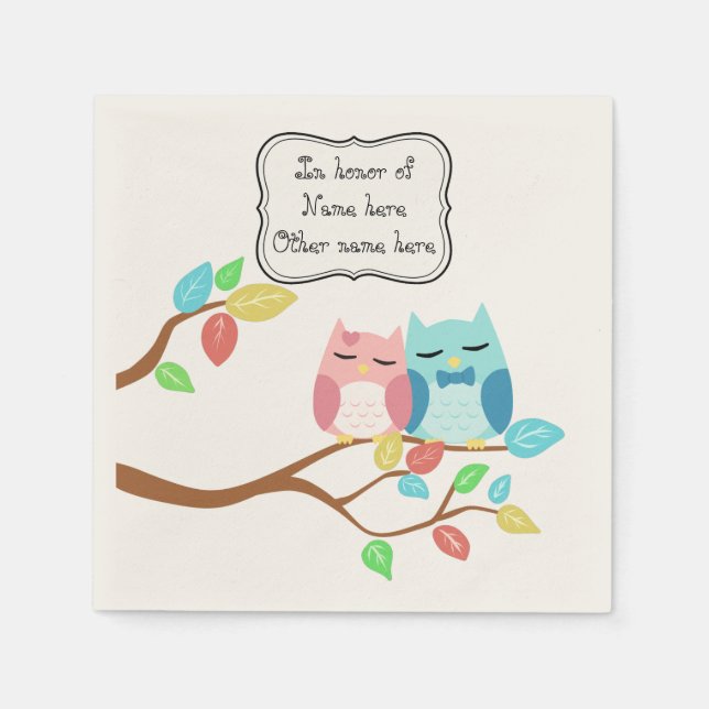 Cute owl couple napkin (Front)