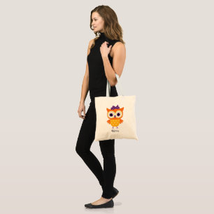 Cute OWL Custom Name Trick or Treat Tote Bag