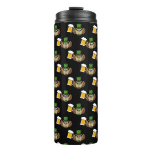 Cute Owl Drinking Beer St Patrick's Day Pattern Thermal Tumbler