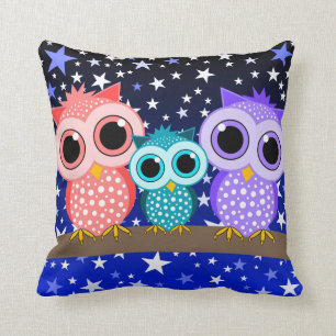 cute owl family cushion