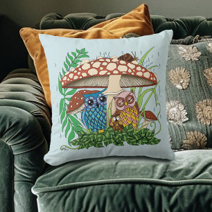 Cute Owl Family Mushroom Rain Cushion