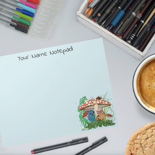 Cute Owl Family Mushroom Rain Notepad
