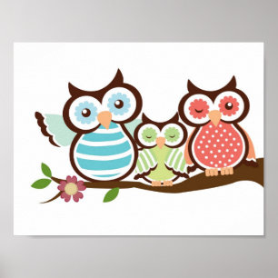 Cute Owl Family Poster