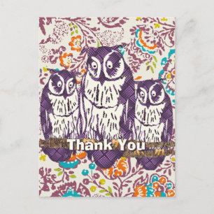 Cute Owl Family Thanks You Very Much Postcard