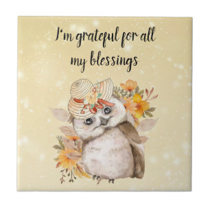 Cute owl Farmhouse romantic wallpaper Ceramic Tile
