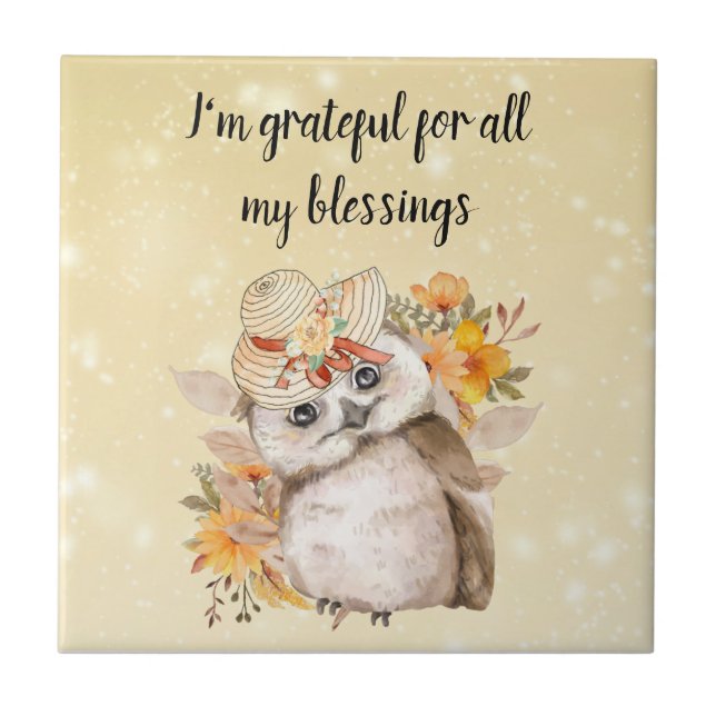 Cute owl Farmhouse romantic wallpaper Ceramic Tile (Front)