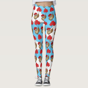 Cute Owl Flying with Heart Balloons Leggings