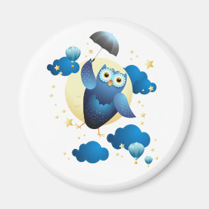 Cute Owl Flying with Umbrella Magnet