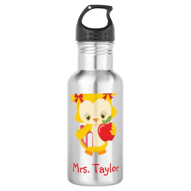 Cute owl for teacher 710 ml water bottle (Front)
