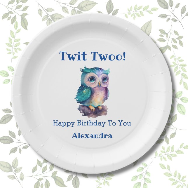 Cute Owl Forest Woodland Birthday Paper Plate (Creator Uploaded)