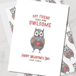 Cute Owl Friend Valentine's Day Holiday Card