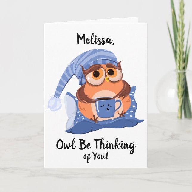 Cute Owl Get Well Greeting Card (Front)
