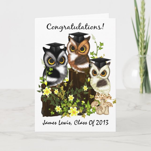 Cute Owl Graduation To Customise With Class Names Card (Front)