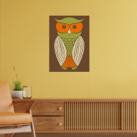 Cute Owl Graphic Retro Brown