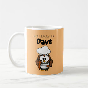 Cute Owl Grillmaster Personalised Coffee Mug