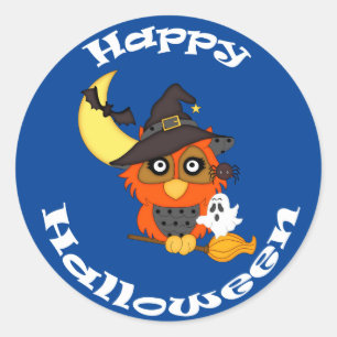 Cute Owl Halloween Classic Round Sticker
