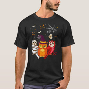 Cute Owl Halloween Costume Mummy Witch Devil T-Shirt