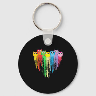 Cute Owl Heart Lgbtq Proud Gay Pride Month Colourf Key Ring