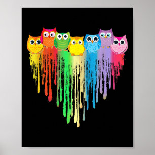 Cute Owl Heart Lgbtq Proud Gay Pride Month Colourf Poster