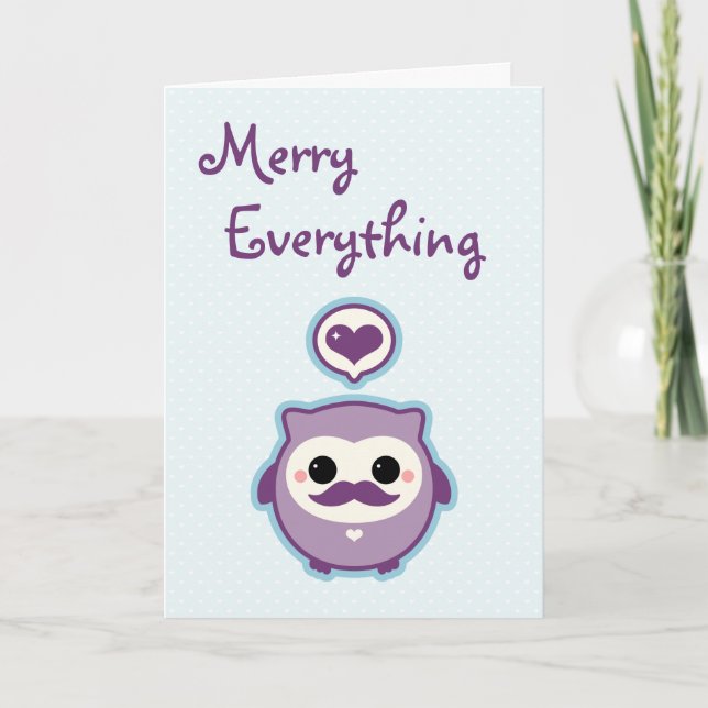 Cute Owl Holiday Card (Front)