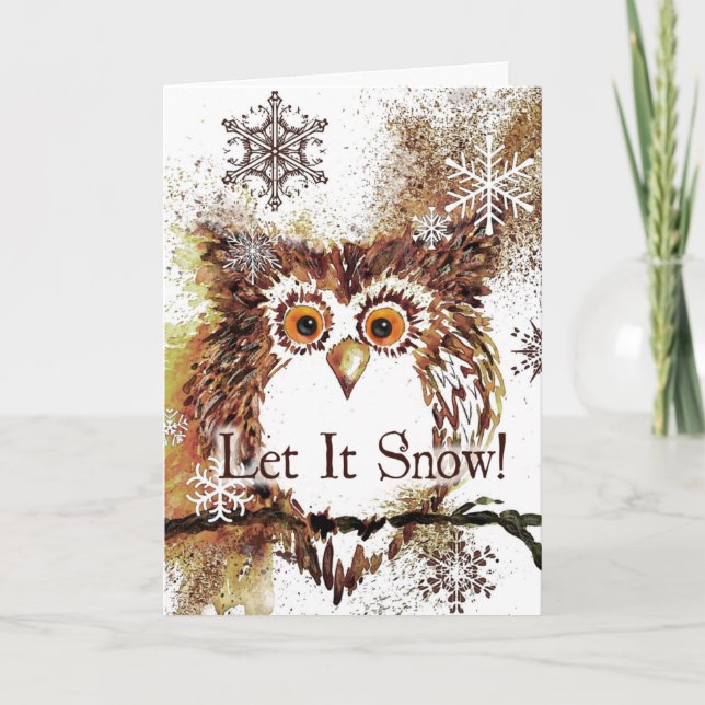 Cute Owl Holiday Card (Front)