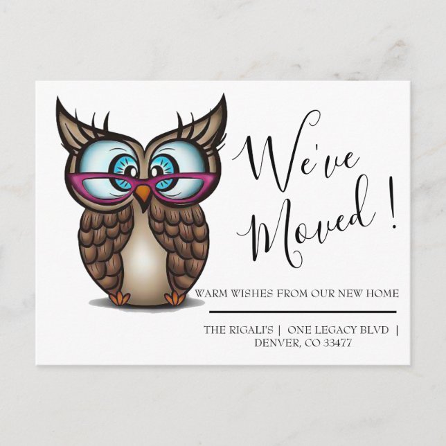 cute owl  home moving Postcard (Front)
