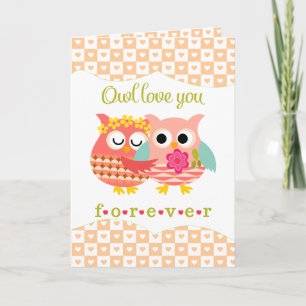Cute Owl I'll love You Forever Valentine's Day Holiday Card