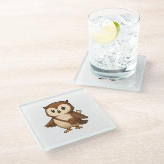 Cute Owl Illustration – Okojo and Friends Illust Glass Coaster