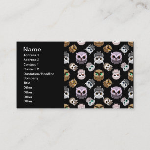 Cute Owl Illustrations over Black Background Business Card