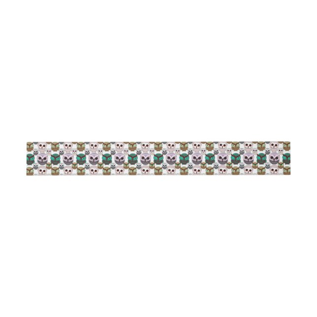 Cute Owl Illustrations Pattern Invitation Belly Band (Flat)